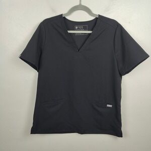 Figs Casma Three Pocket Scrub Top Womens Large Black V Neck Medical‎ Dental